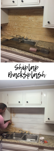 Shiplap in kitchen as backsplash. So simple, inexpensive, and beautiful!