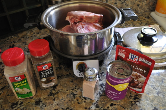 Crockpot Meal with tender porkchops and gravy