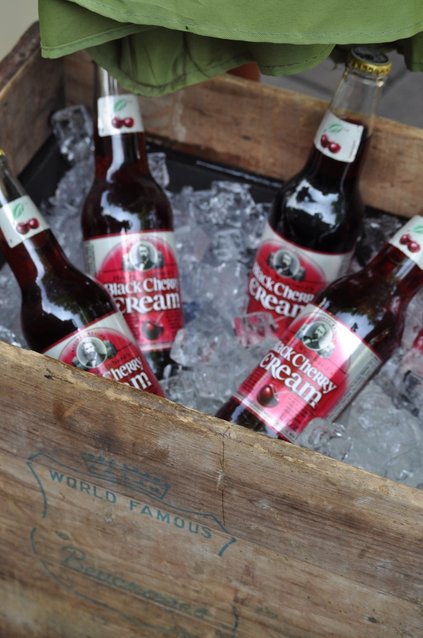 Rustic drink cooler made from an old antique crate.