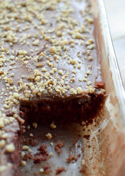 Decadent chocolate cake with old fashioned fudge frosting 