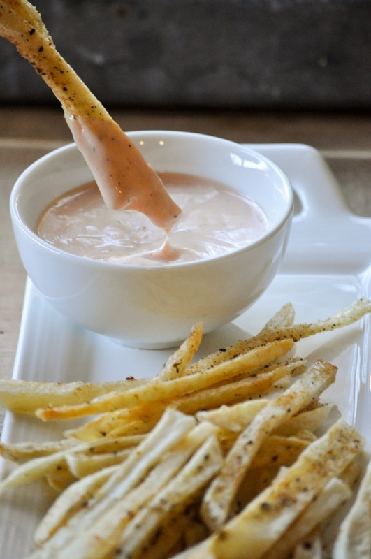 Delicious homemade fries with fry sauce