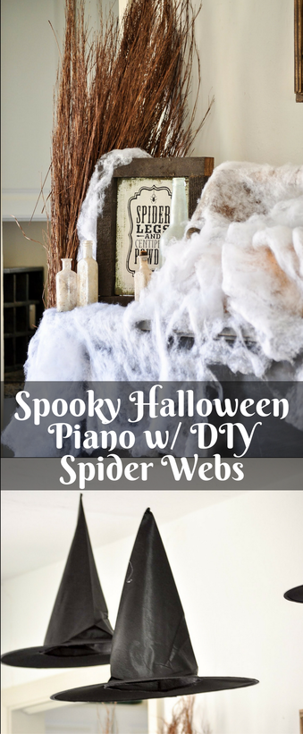 Add a fun faux spider web to your piano or mantle this year. This project so easy and inexpensive. 