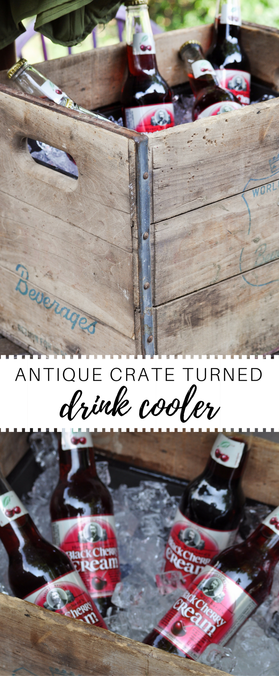 Gorgeous rustic drink cooler made from an old crate. Would be great for a rustic outdoor wedding and party.