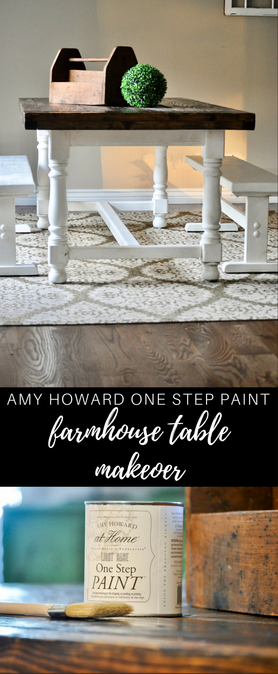 Gorgeous farmhouse table makeover with Amy Howard One Step Paint. This is an easy to use, luxury paint line. No more rough textures or paint strokes on your furniture.