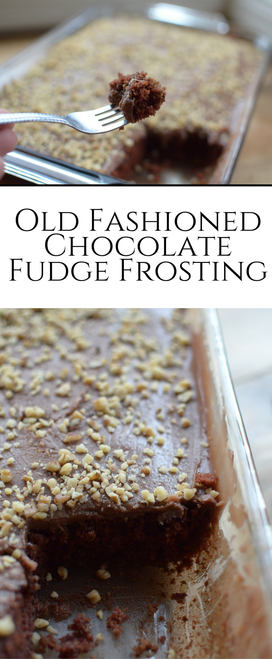 This chocolate fudge frosting is perfectly thick and rich! The #bestfrosting I have ever had! #chocolatefrosting #frosting #oldfashionedfrosting #dessert