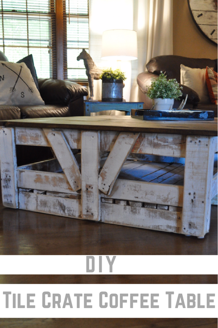 If you are looking for plans on building a simple coffee table, you've found it! This diy tile crate coffee table is so easy and inexpensive to make!