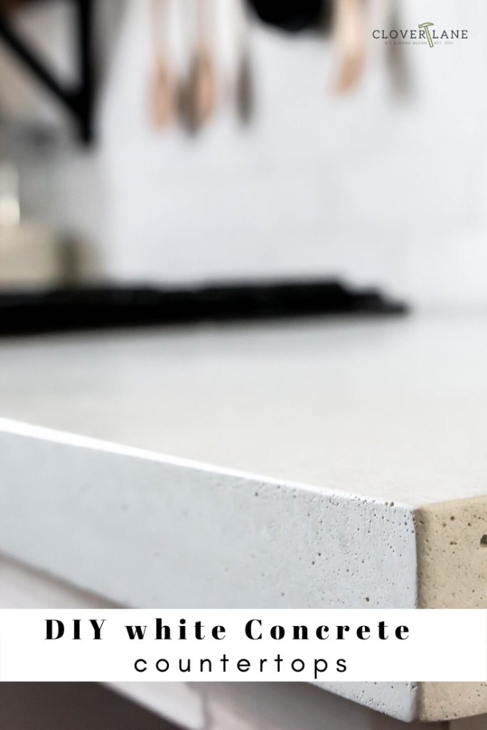 DIY white concrete countertops. How to make your own concrete countertops. DIY concrete countertops. Bright white concrete countertops. DIY true white countertops.