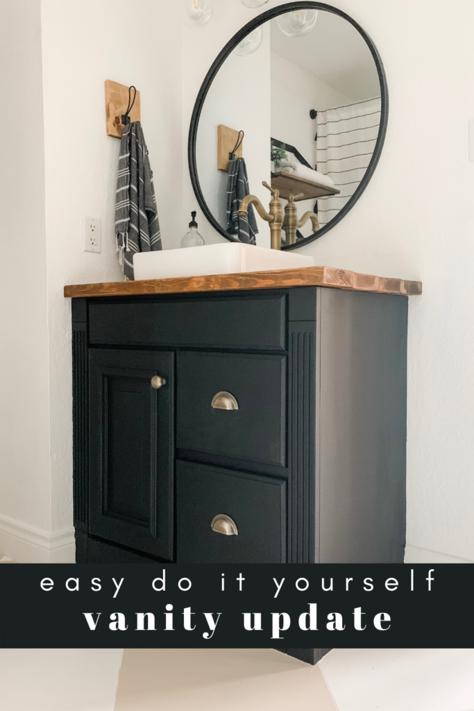 Easy vanity update anyone can do. Short on money? Paint and new hardware are the easiest way to update an old cabinet and make it YOURS.