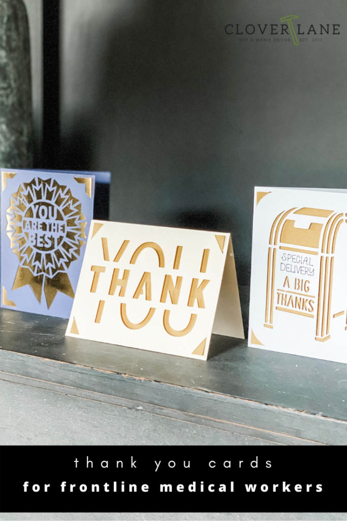 #sponsored Make a beautiful thank you card for frontline healthcare workers in under 5 minutes with Cricut Joy machine. Personalized cards in minutes. Make a quick thank you card with your cutting machine. #cricutcreated