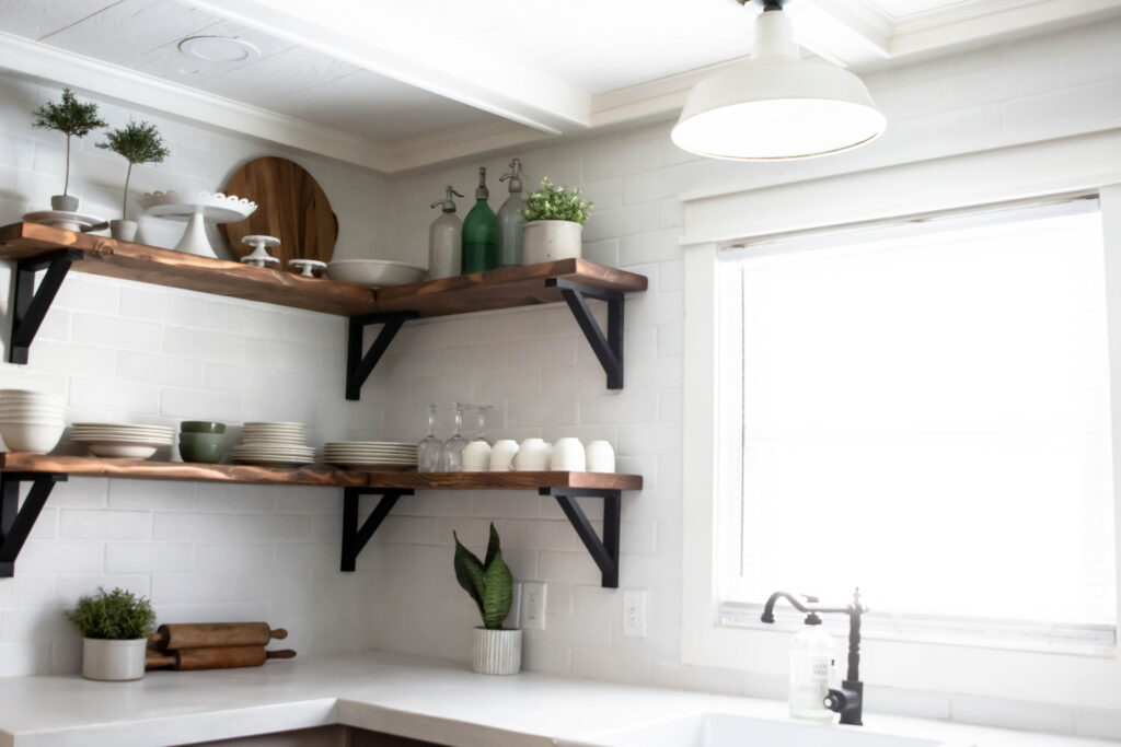 Gorgeous Bright White Kitchen with DIY White Concrete Countertops 