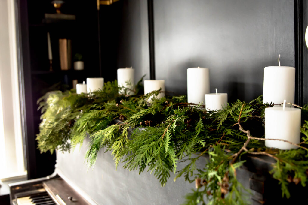 Easy Christmas decor with foraged greenery